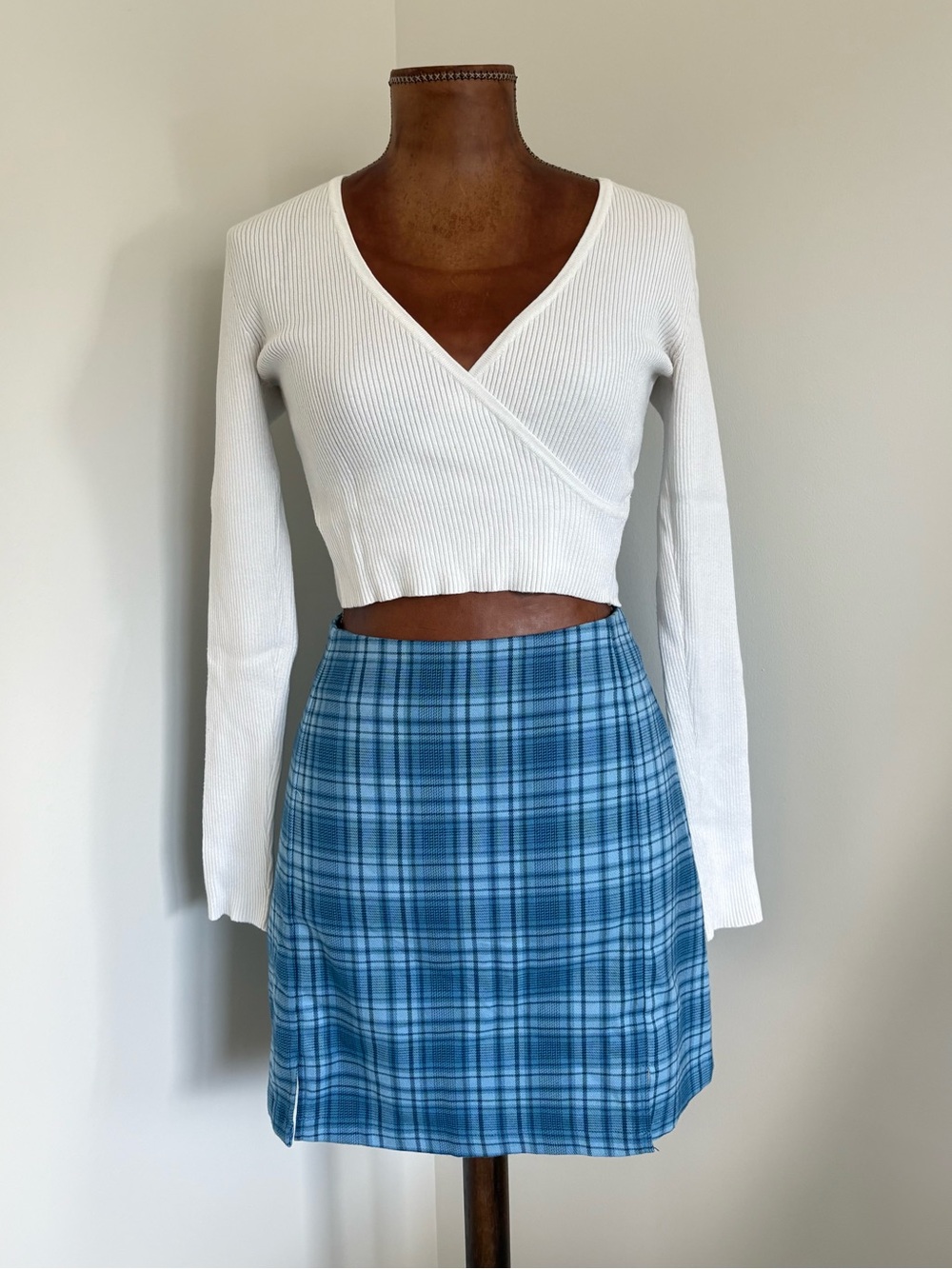 Brandy Melville John Galt Blue Plaid Mini Skirt